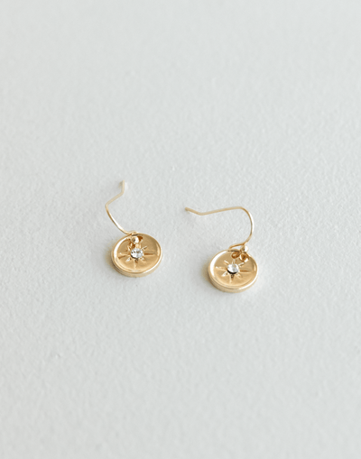 Fira Earrings (Gold) - Star Design Drop Earrings - Women's Accessories - Charcoal Clothing