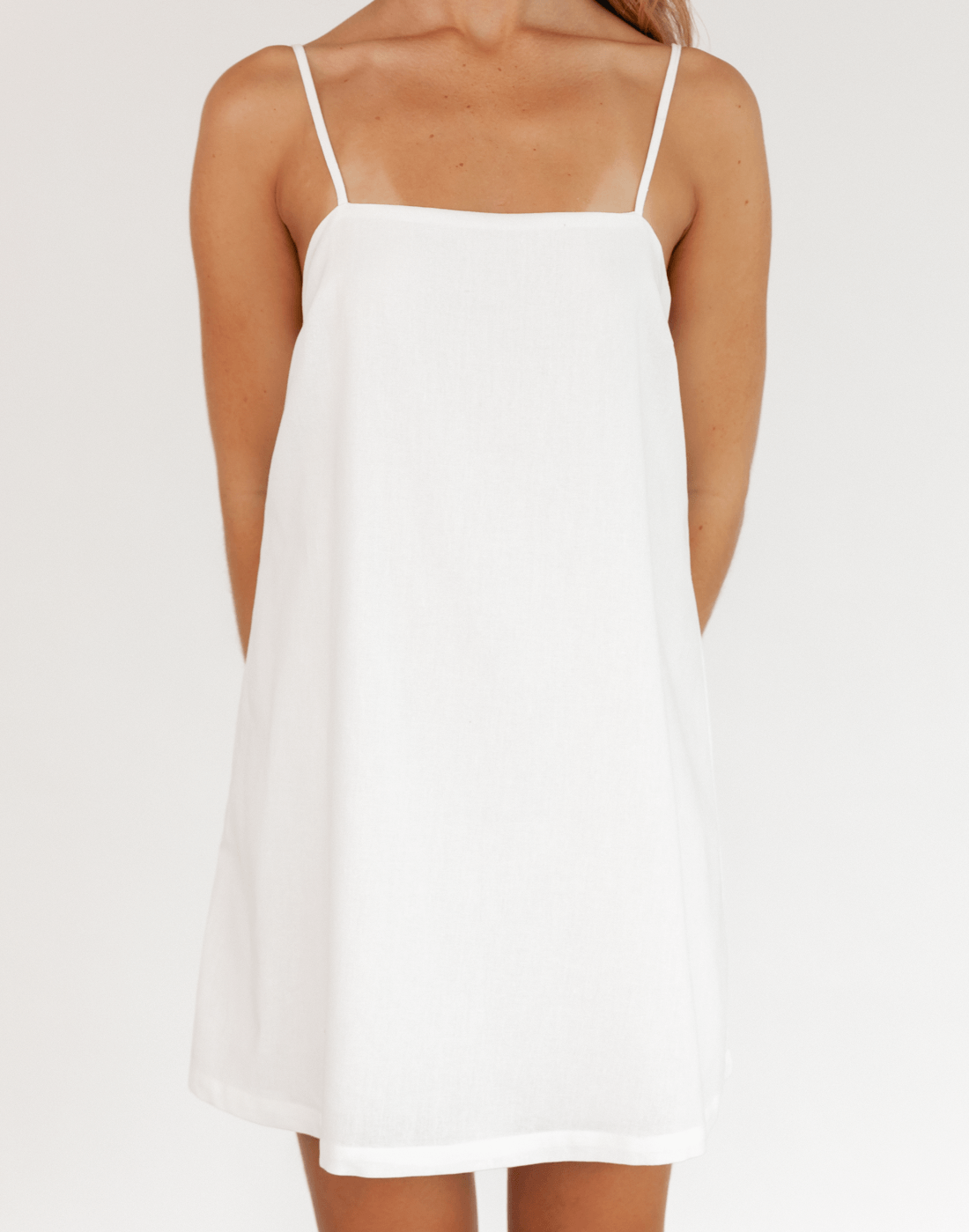 Valerie Mini Dress (White) - Spaghetti Strap Mini Dress - Women's Dress - Charcoal Clothing