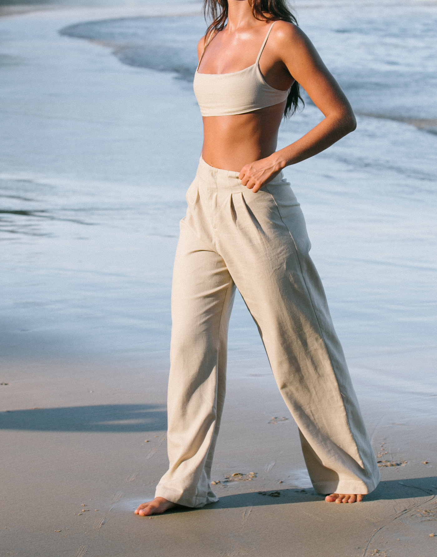 Finley Linen Pants (Sand) - High Waisted Linen Pants - Women's Pants - Charcoal Clothing