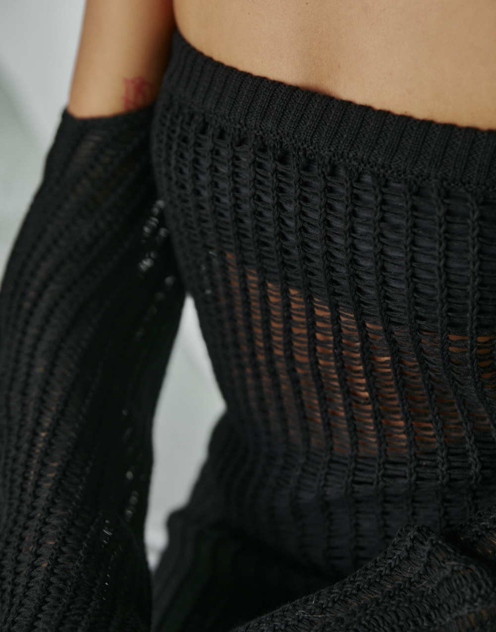 Synergy Mini Dress (Black) - Black Crochet Mini Dress - Women's Dress - Charcoal Clothing