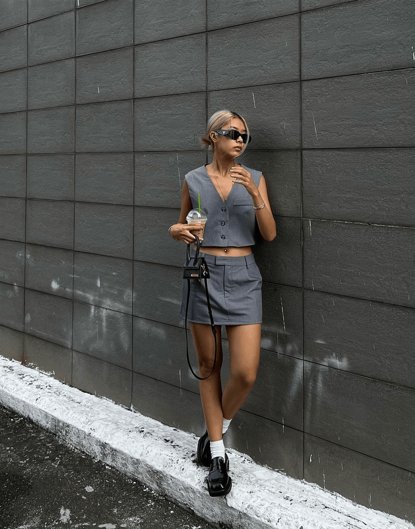 Sidewalk Mini Skirt (Grey) - Tailored Mini Skirt - Women's Skirt - Charcoal Clothing